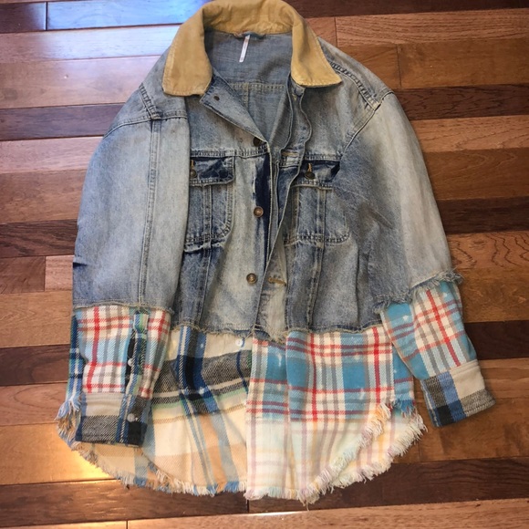 denim and plaid jacket